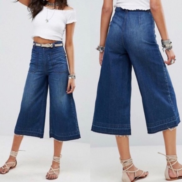 We The Free Denim - Free People Cropped Wide Leg High Rise Culotte 27